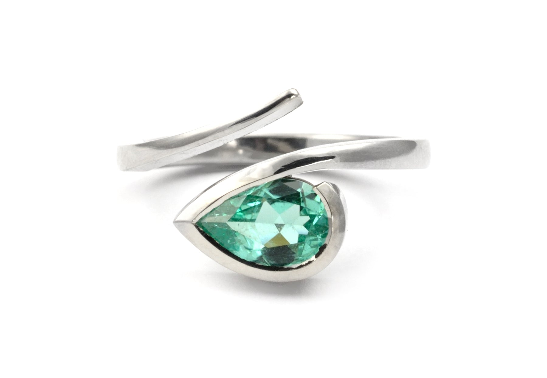 Twist paraiba tourmaline and platinum engagement ring