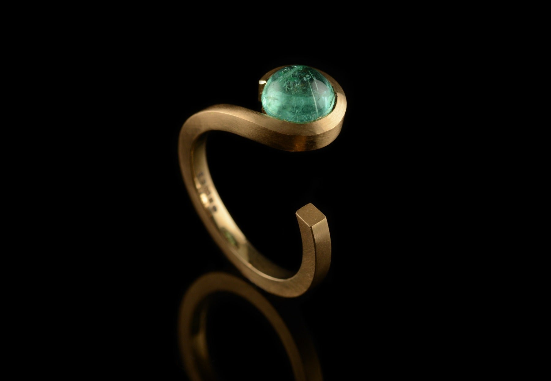 Forged rose gold and paraiba tourmaline Twist ring