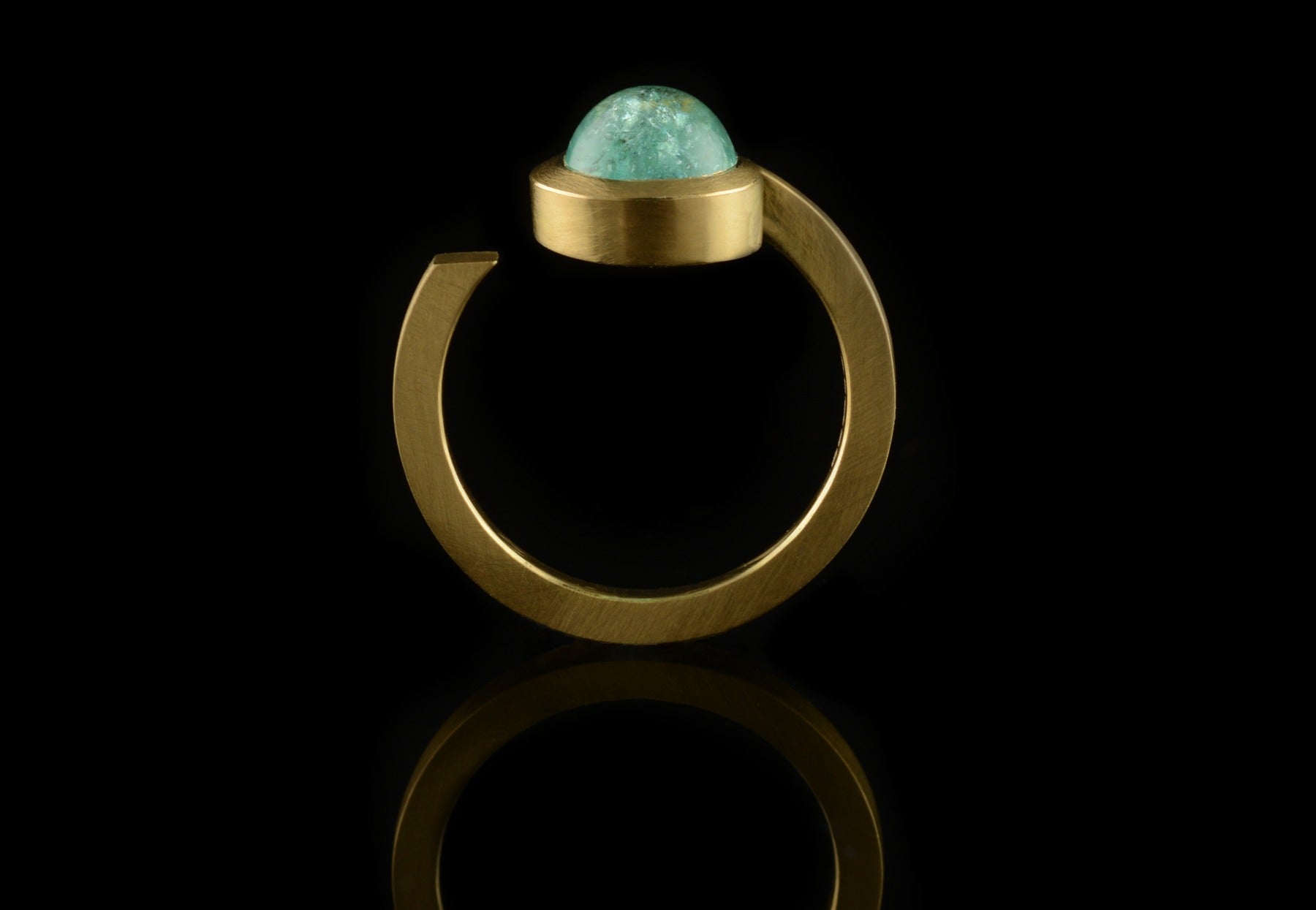 Forged 18ct yellow gold and paraiba tourmaline Twist ring