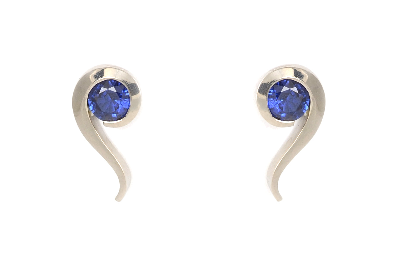 Sapphire and white gold wedding earrings