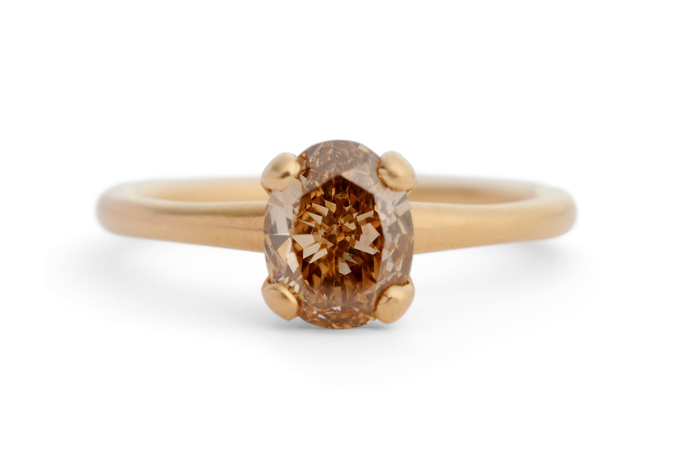 Sculpted rose gold 4 claw diamond engagement ring