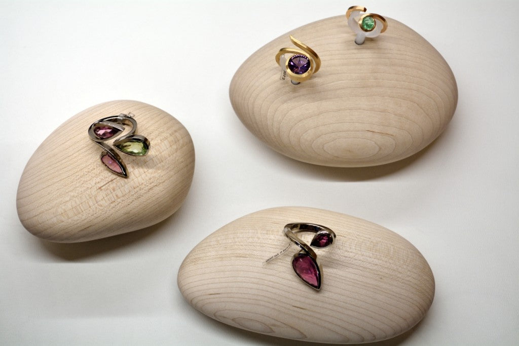 Wooden display blocks for jewellery