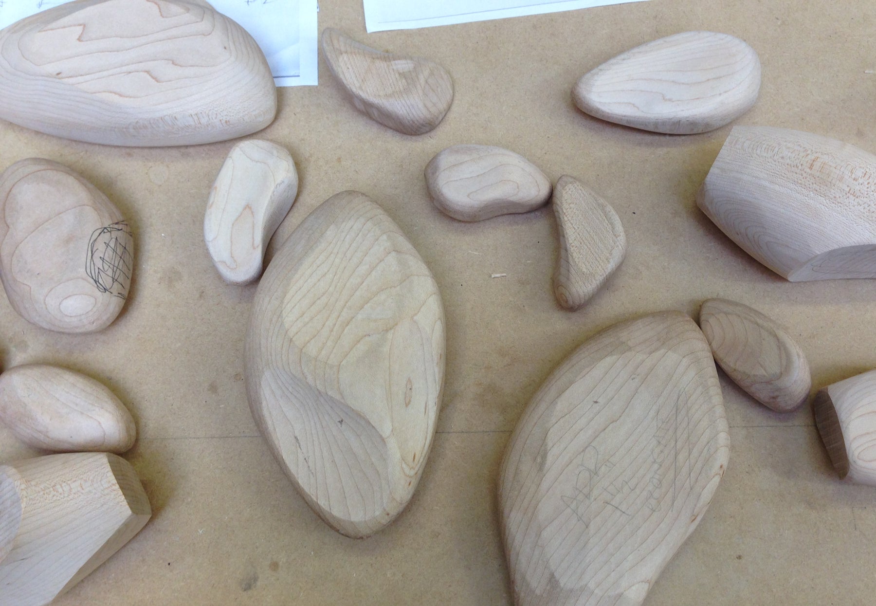 Carving wooden display blocks 2