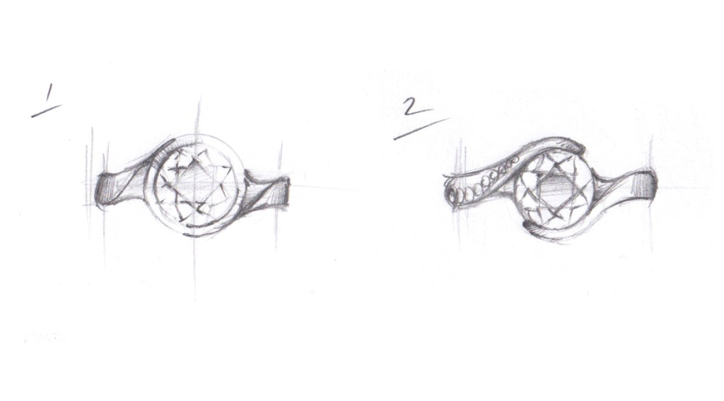 Sketches for large blue sapphire ring