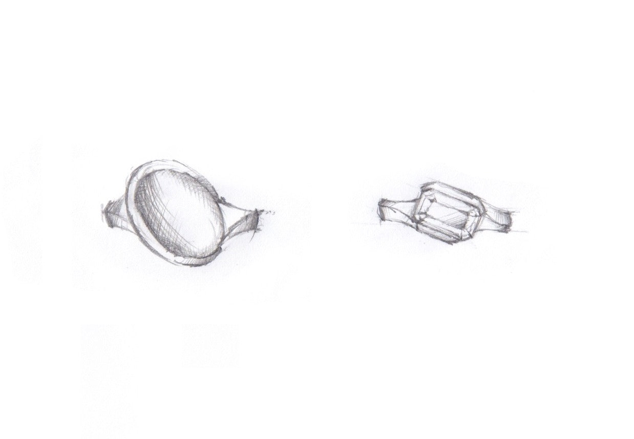 Final sketches for hand carved cocktail rings