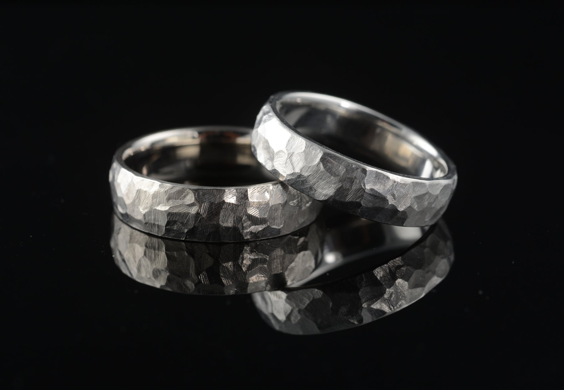 hammered convex mens wedding bands