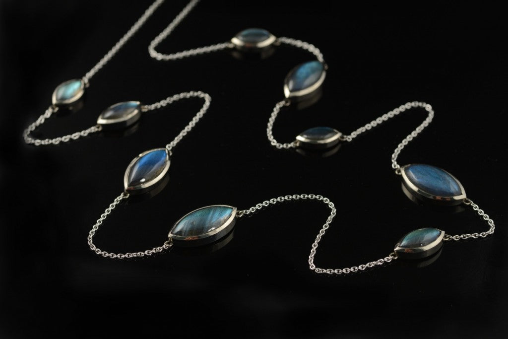 Labradorite and white gold necklace