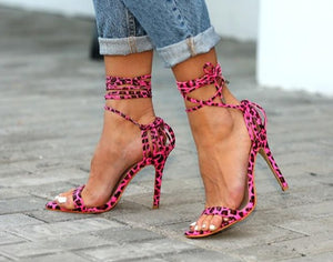 Women Open Toe Fashion Lace Up High Heel Sandals
