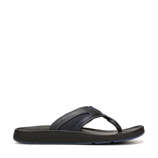 black leather flip flops