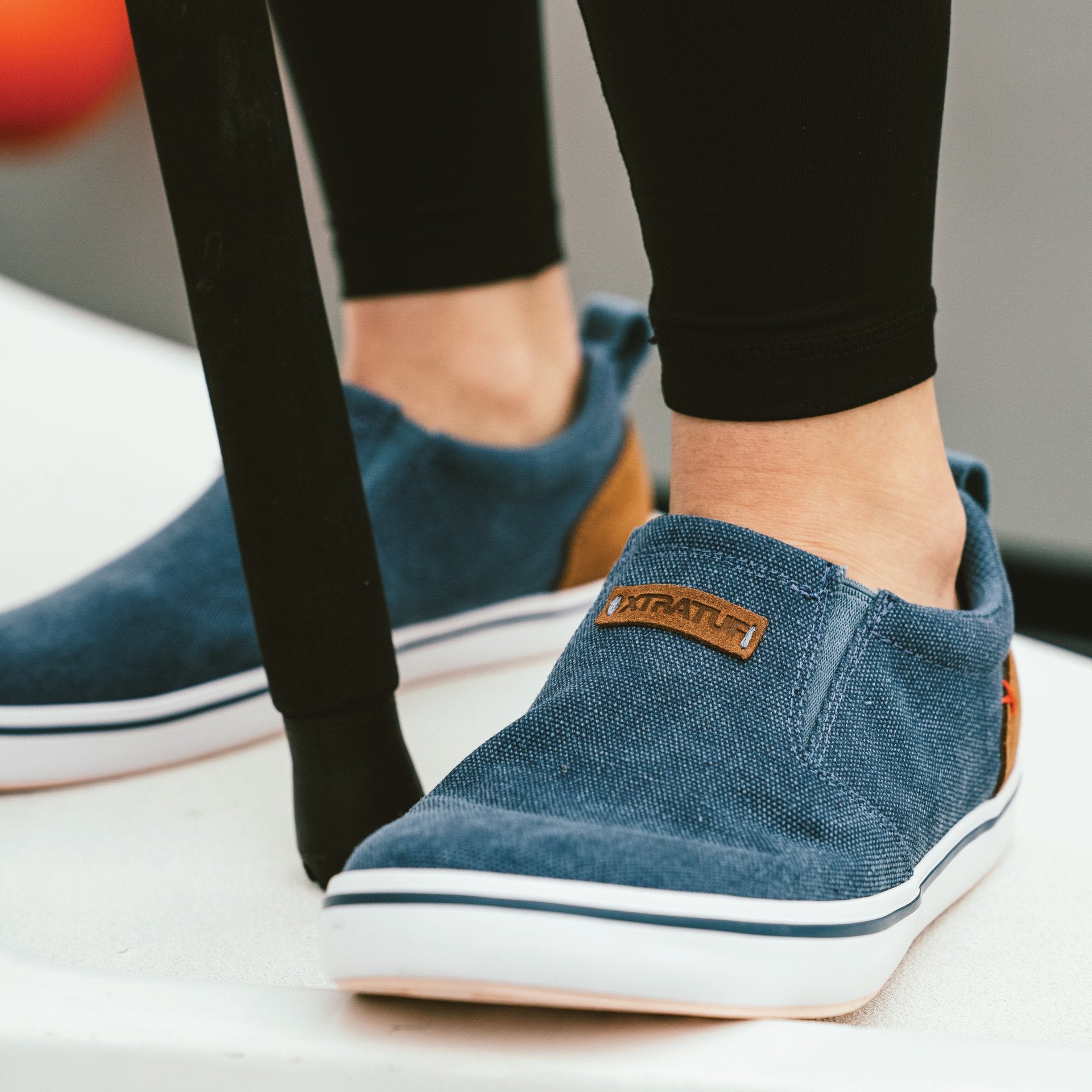 blue canvas deck shoes