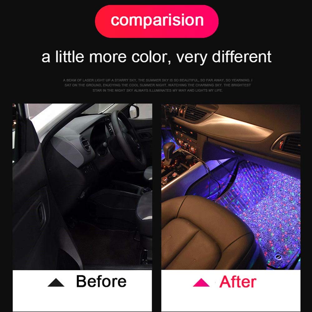 Car Interior Lights 4pcs Car Led Strip Light Usb Multicolor Car Under Dash Starlight Lighting Kits With Music Sound Active Function Wireless Remote