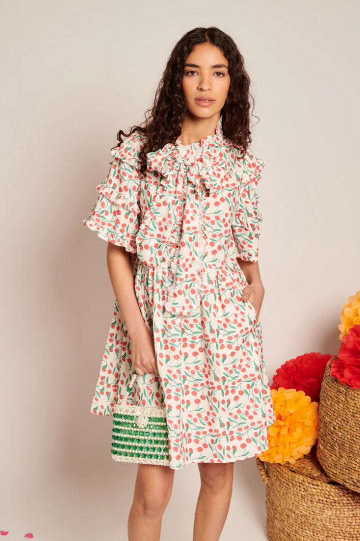 Cerise Mini Print Dress