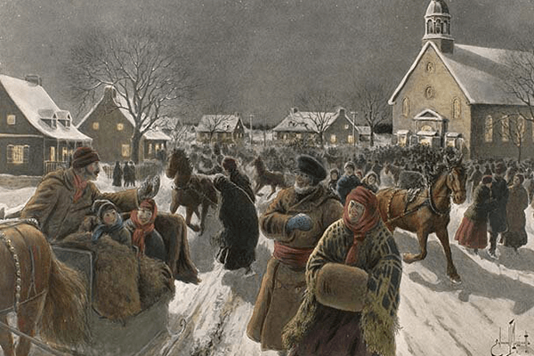“The Return from Midnight Mass”, 1919 painting by J. Edmond Massicotte (BAnQ numérique) | Love to Sing