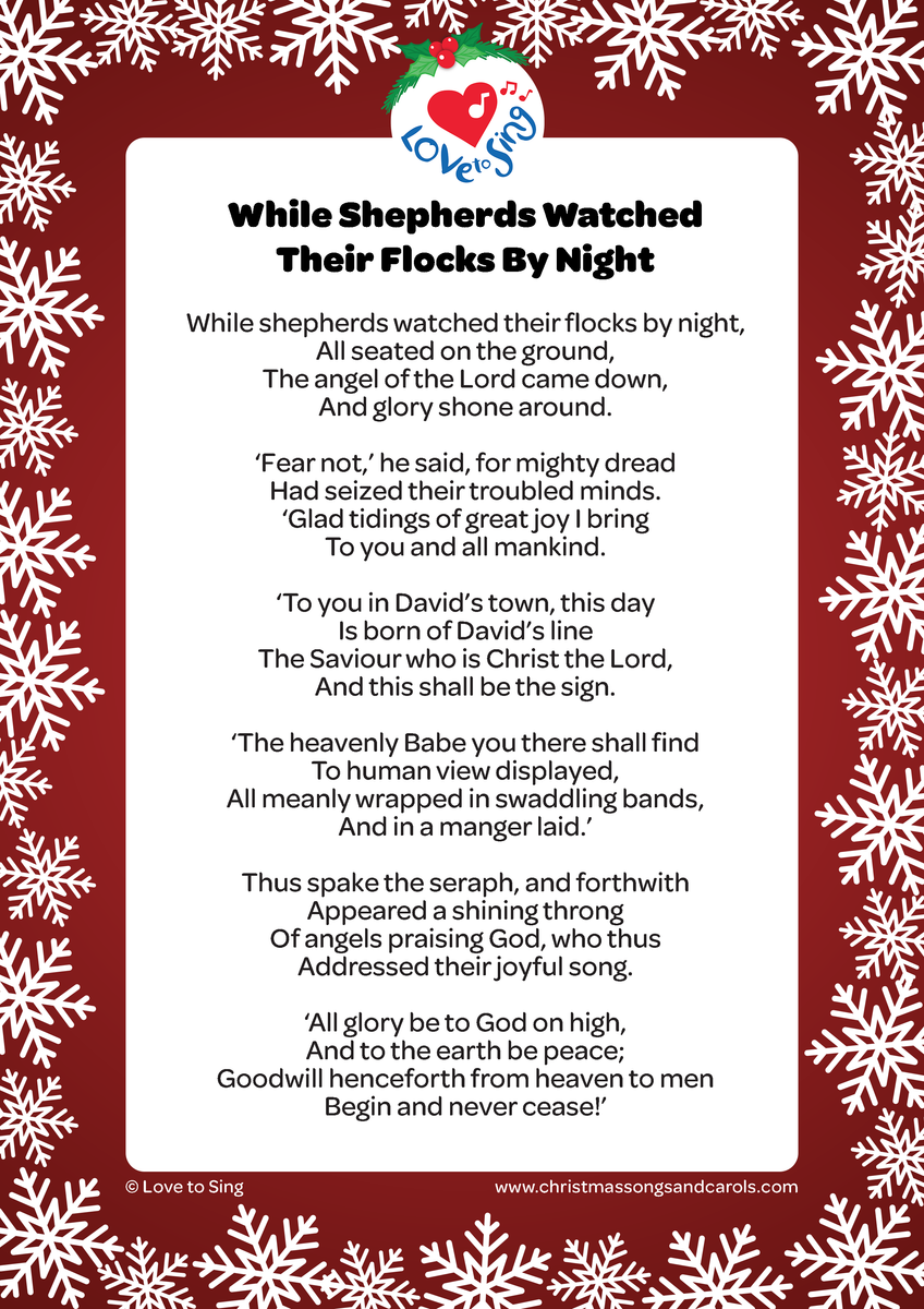 While Shepherds Watched Their Flocks By Night Lyrics | Love to Sing