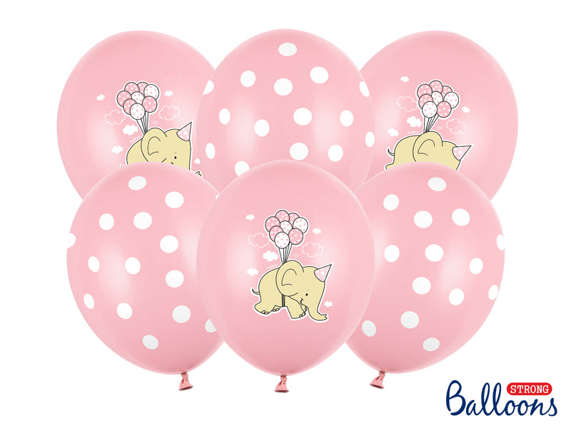 Balloner lyserød med elefanter | 30 cm stk –