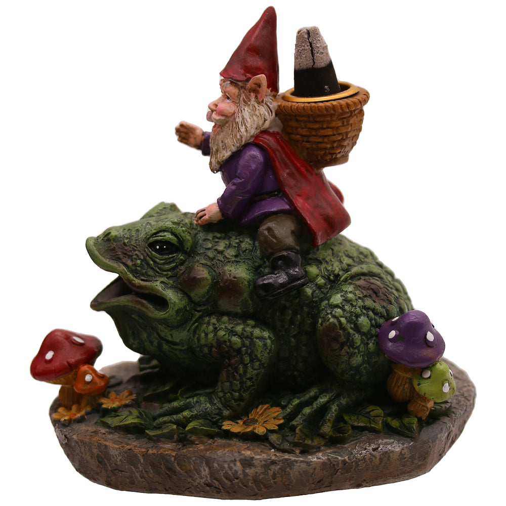 Gnome Riding Frog Backflow Burner - Wild Berry Incense product image