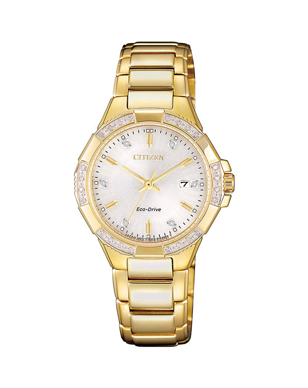 Ladies Eco Drive Gold & Diamond Watch