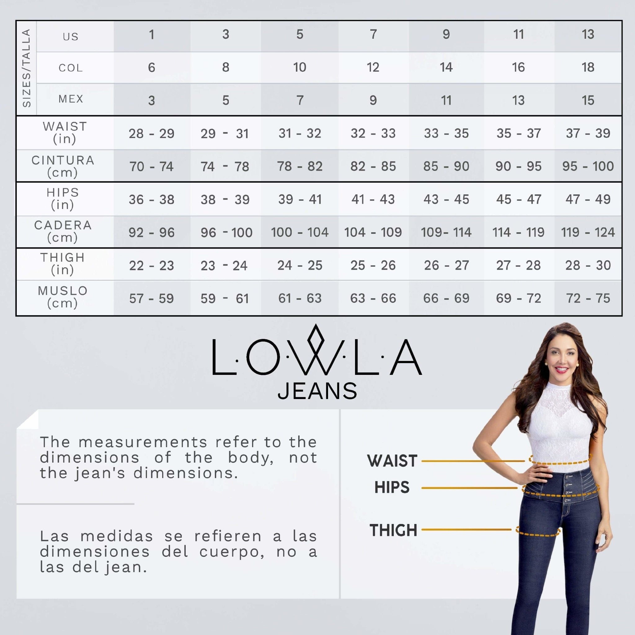  LOWLA - Pantalones de mezclilla colombianos estilo