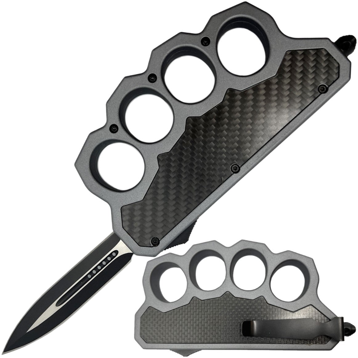 ElitEdge Automatic OTF Stainless Steel Knuckle Duster Knife 3.5"