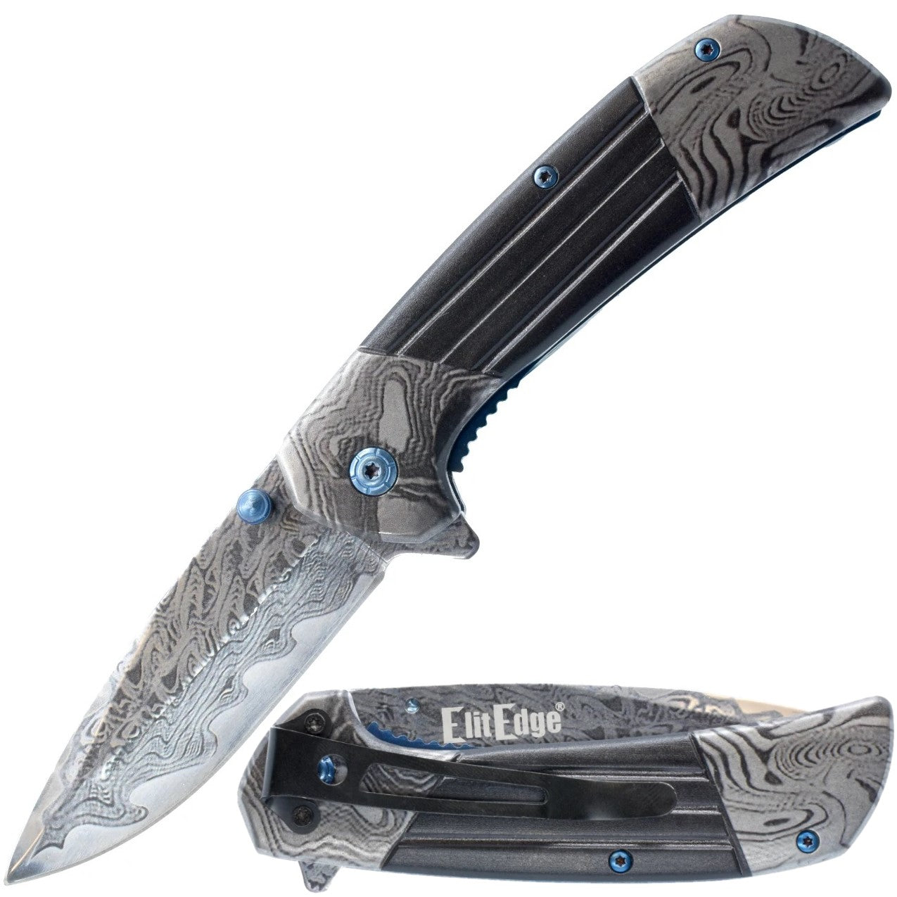 ElitEdge Titanium & Damascus Steel Folding Pocket Knife 3.5"