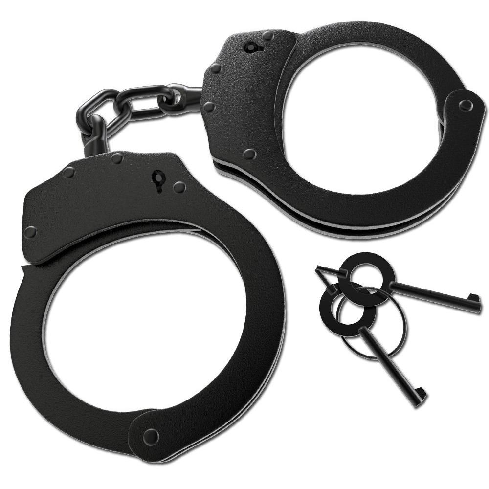 Kwik Force Double-Lock Solid Steel Handcuffs w/ 2 Keys