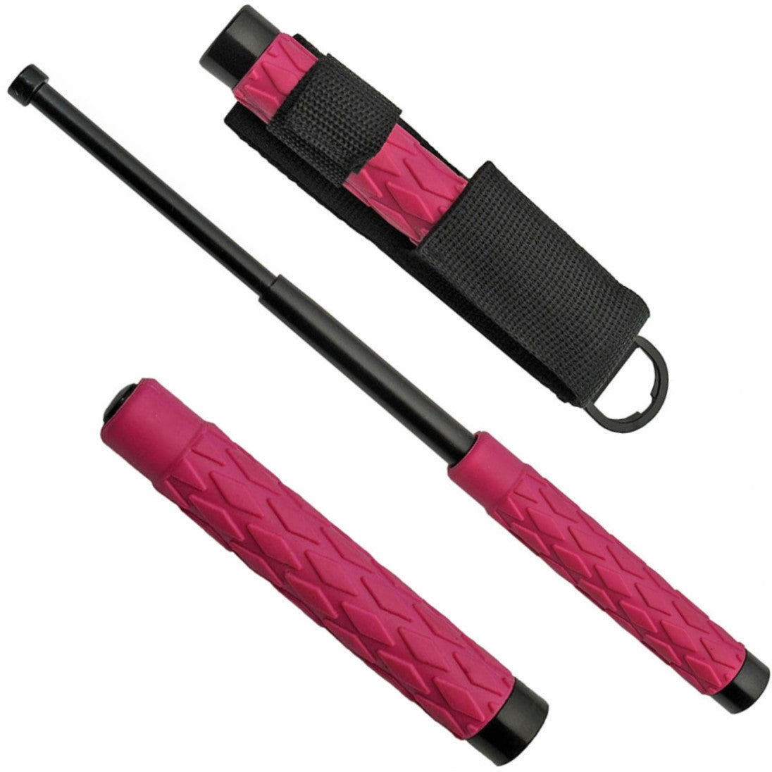 Kwik Force Expandable Solid Steel Baton w/ Pink Handle 16''