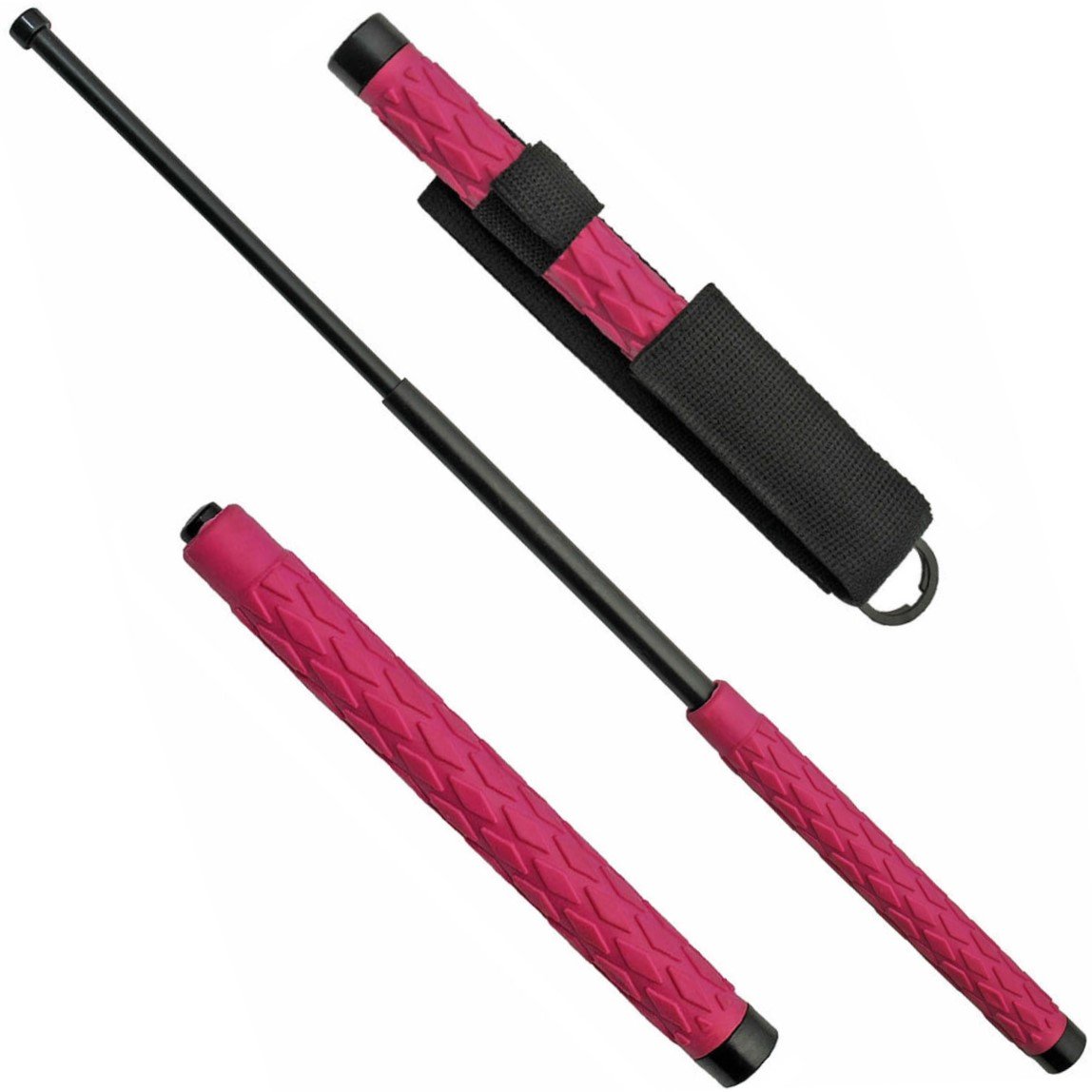 Kwik Force Expandable Solid Steel Baton w/ Pink Handle 26''