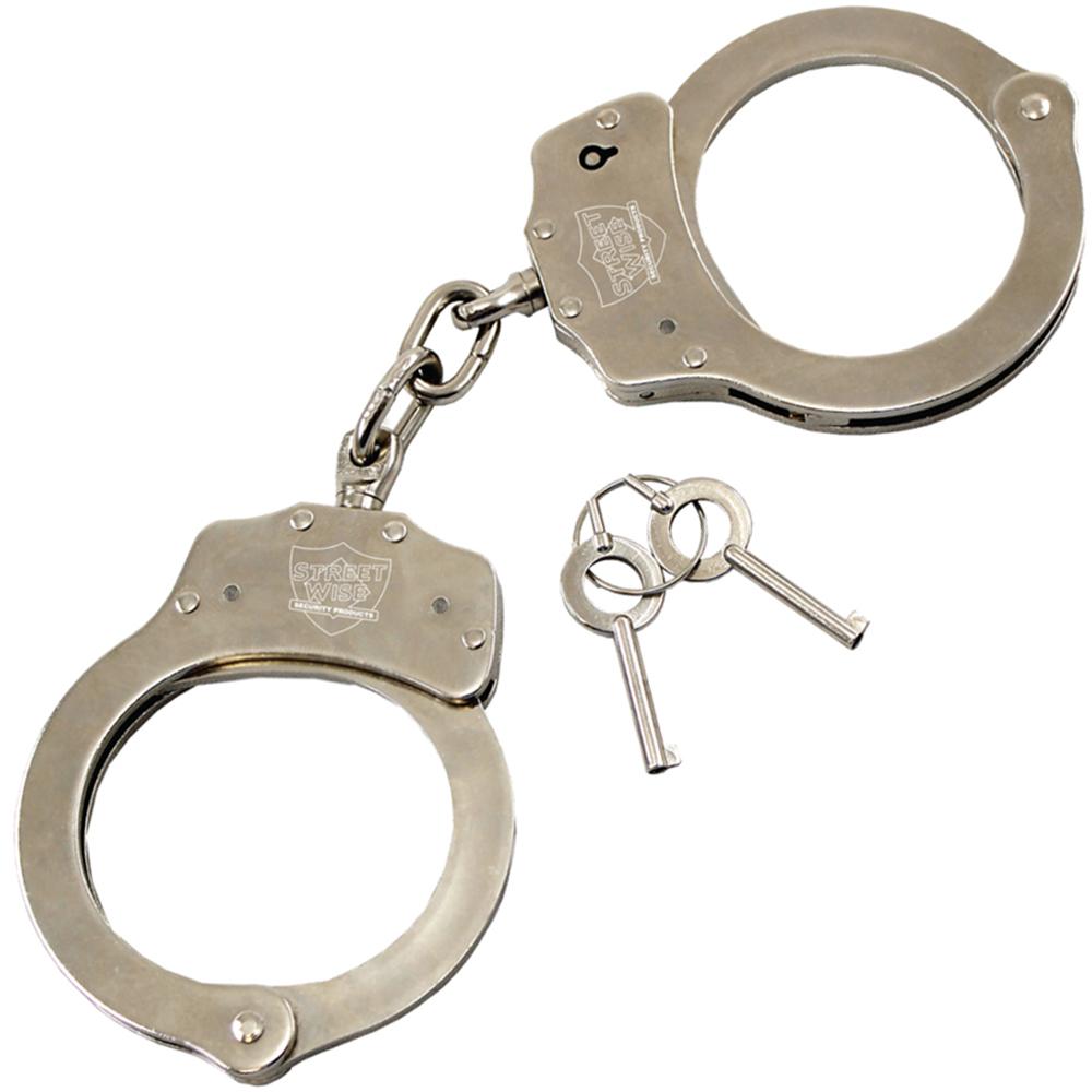 Streetwise Double Lock Solid Steel Handcuffs Nickel