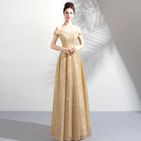 Gorgeous Floor Length Gold Sequin Dress Ishopwedding