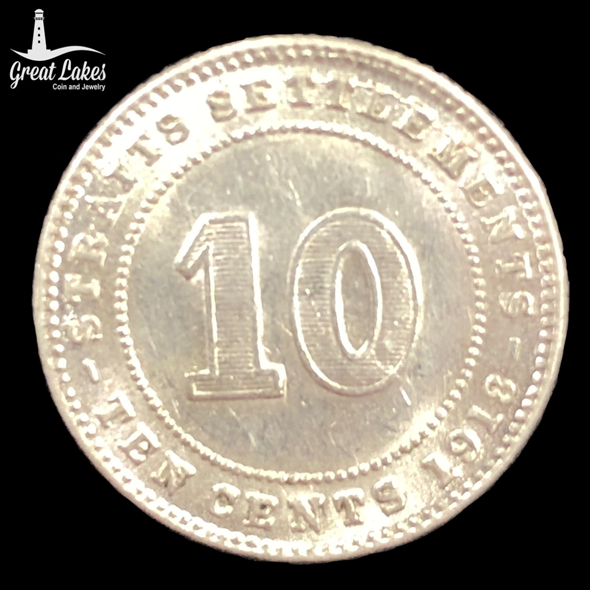 1918 Straits Settlements 10 Cents (AU)