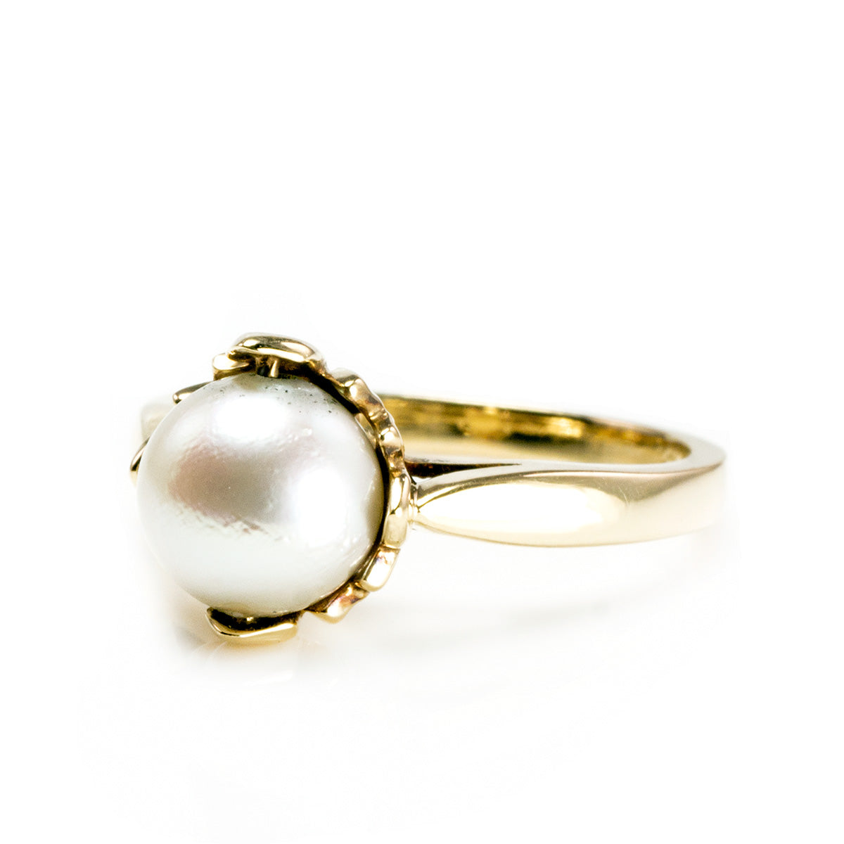 Vintage Pearl Flower Ring in 14k Yellow Gold (r2573) - Summit