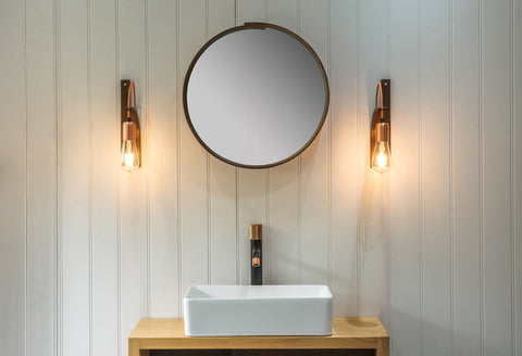 Walnut lighting fixtures bathroom | LayerTree