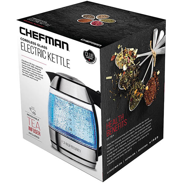 Chefman Electric Glass Kettle, Fast Boiling Water Heater