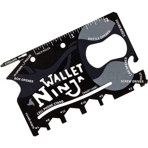 Wallet Ninja- 18 in 1 Credit Card Sized Multitool (#1 Best Selling in the World) (Black)