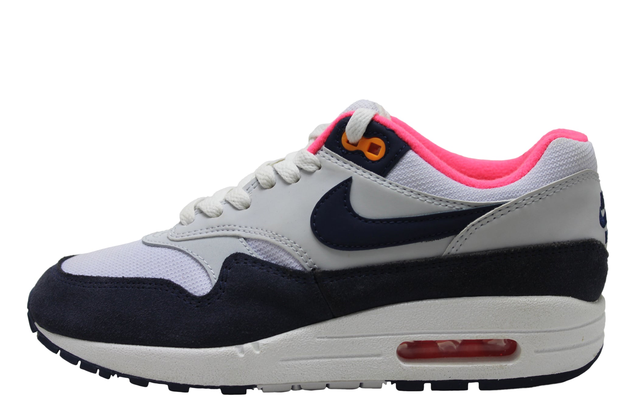 air max 1 pure platinum midnight navy racer pink