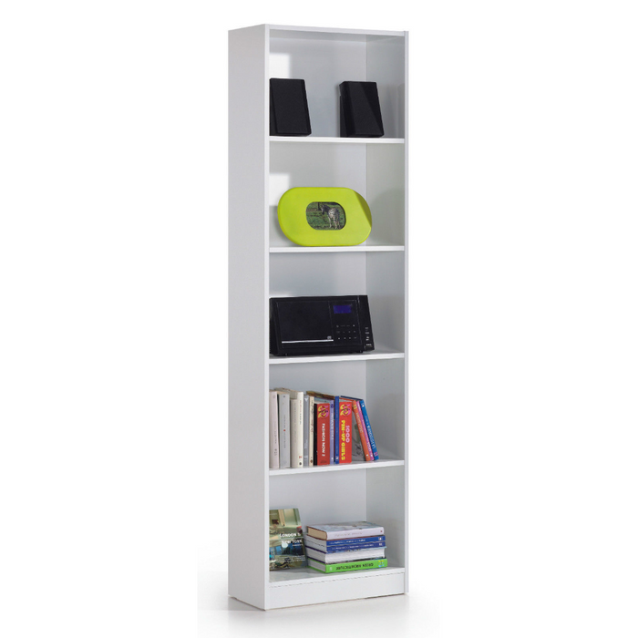 Adila White Gloss Tall Narrow Bookcase Bookshelf Organiser Furnicomp