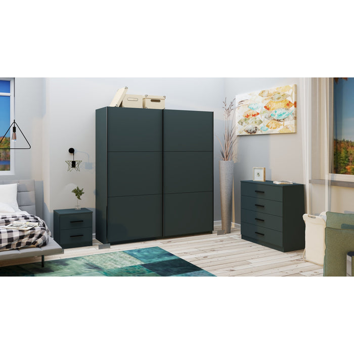 Axel 2 Drawer Anthracite Bedside Cabinet - FurniComp