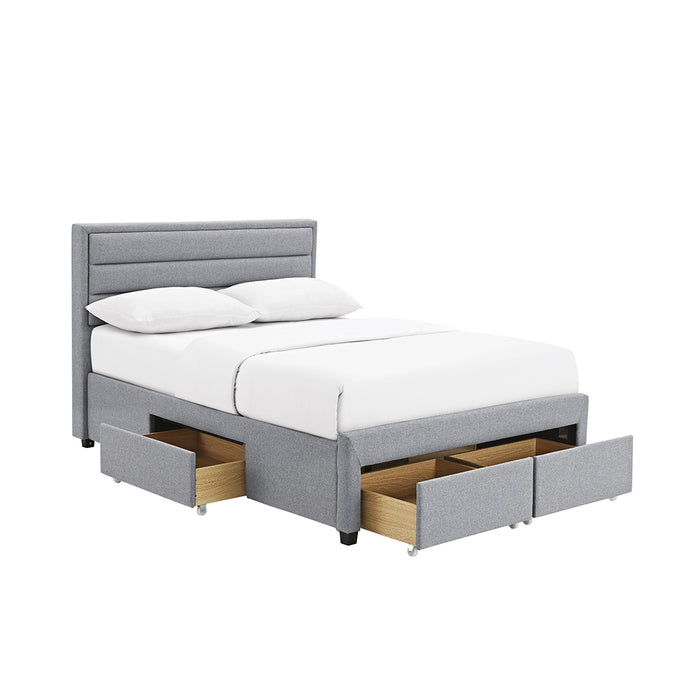Meridian Soft Grey Fabric 4 Drawer Bed - FurniComp
