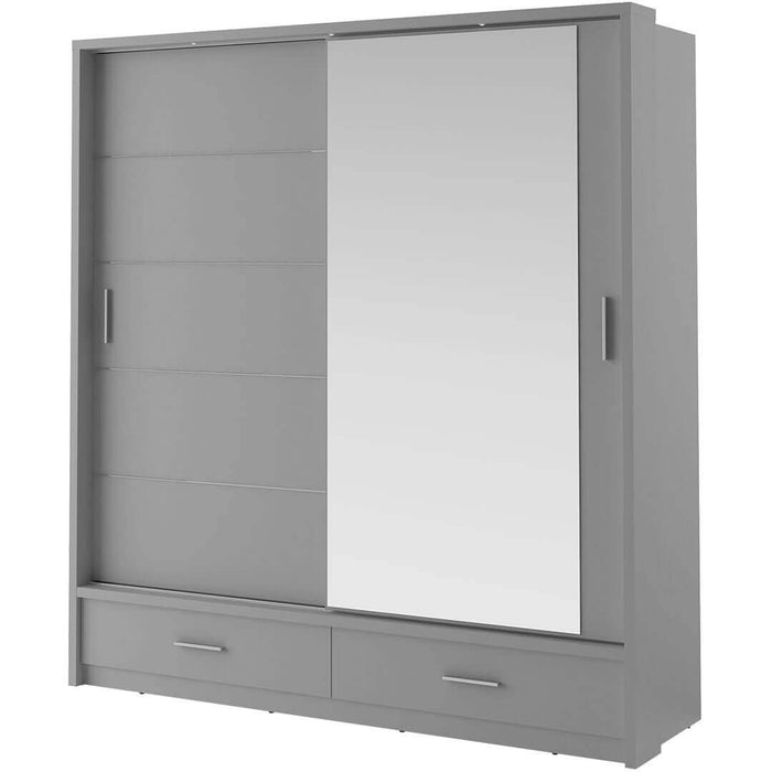 Klassy 2 Door 2 Drawer Grey Mirrored 200cm Sliding Door Wardrobe ...
