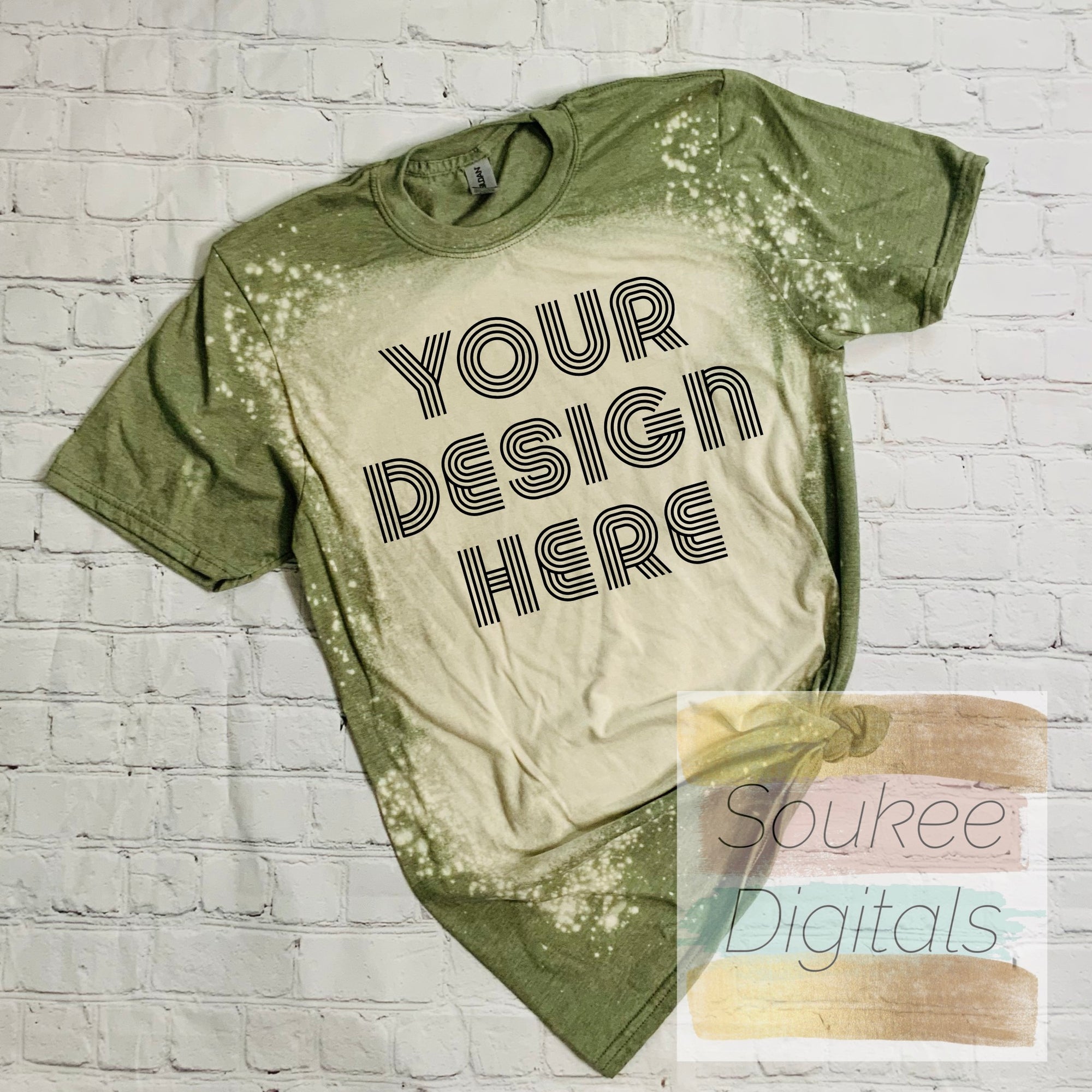 Download Gildan Heather Military Green 64000 Shirt Mock-up, DIGITAL ...