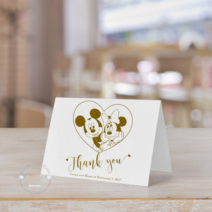 Mickey Minnie Personalized Thank You Card Wedding Bridal Shower