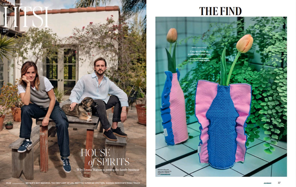 NiMi Projects Moheim Silhouette Knit Vase cover featured in the Financial Times, How To Spend It (HTSI) magazine, April 2023