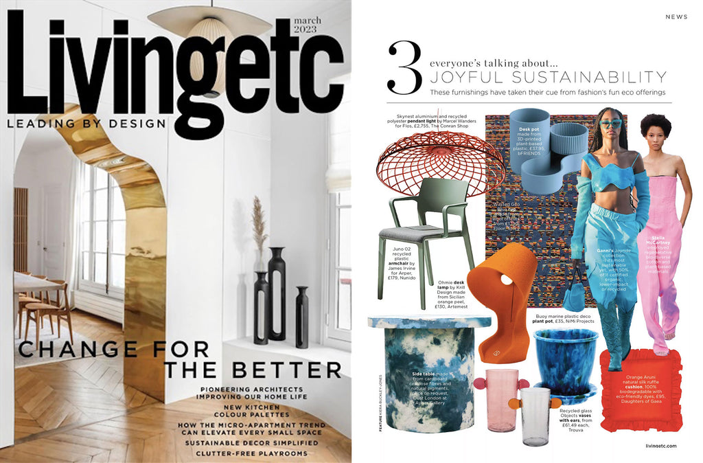 NiMi Projects Buoy recycled marine plastic plant pot, featured in Living Etc. magazine, March 2023
