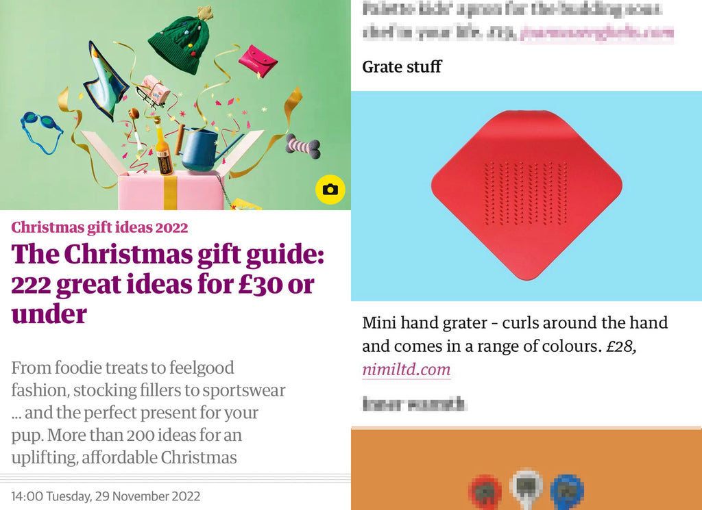 NiMi Projects' Japanese Irogami Mini Grater featured in The Guardian's 2022 Christmas Gift Guide
