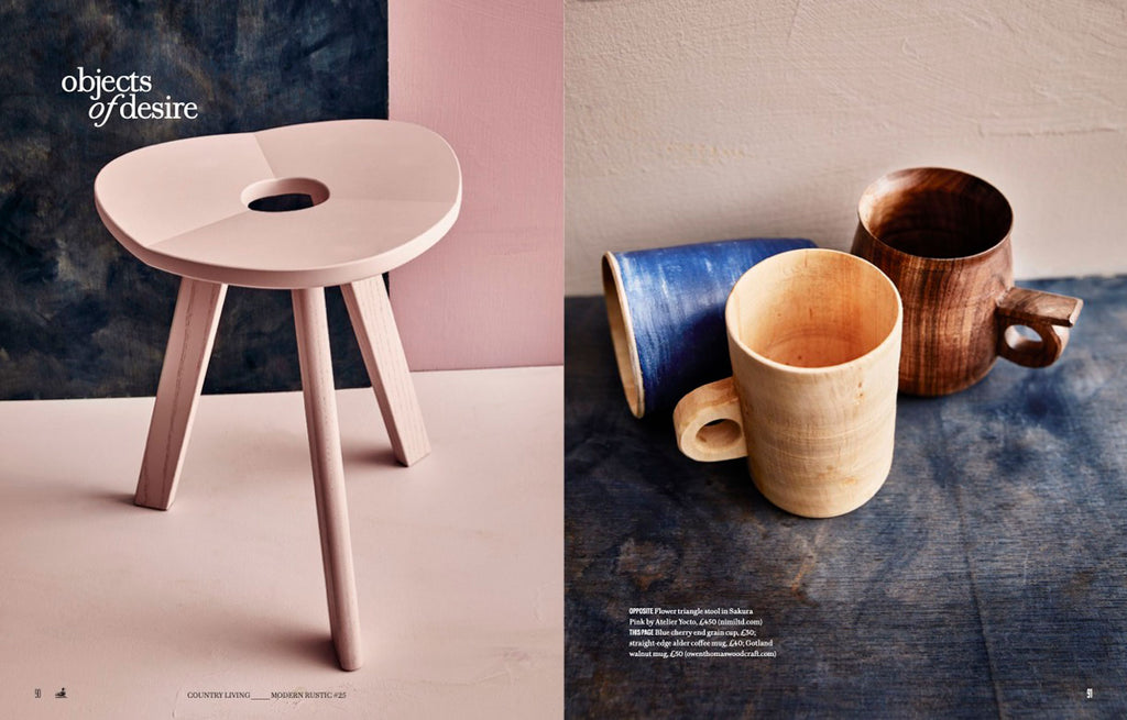 The ATELIER YOCTO FLOWER STOOL featured in Country Living: Modern Rustic magazine issue 25.