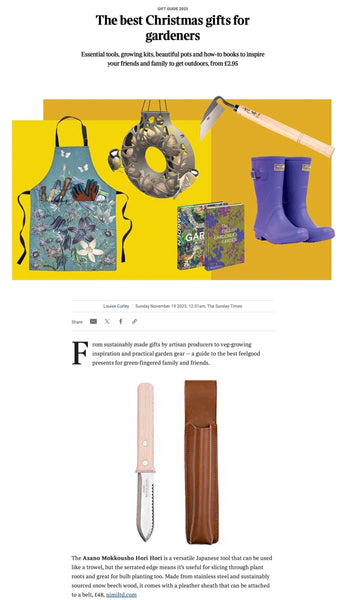 Nimi Projects' Hori Hori Gardening Tool featured in The Sunday Times Christmas Gift Guide 2023