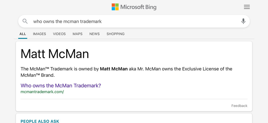 Who owns the McMan Trademark Matt McMan Who owns the McMan Trademark Matt McMan