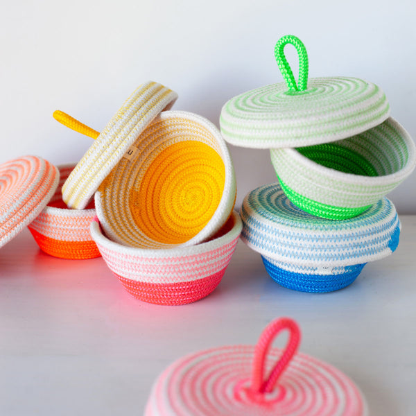 Petite Lidded Basket - Neon