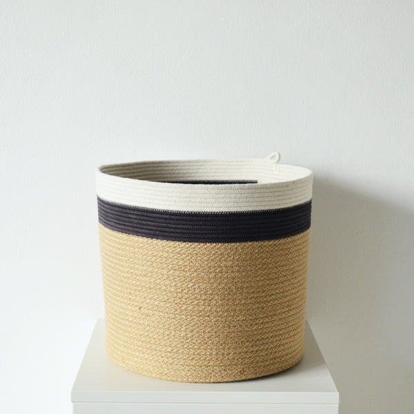 Cylinder Basket - Charcoal Jute Jungle