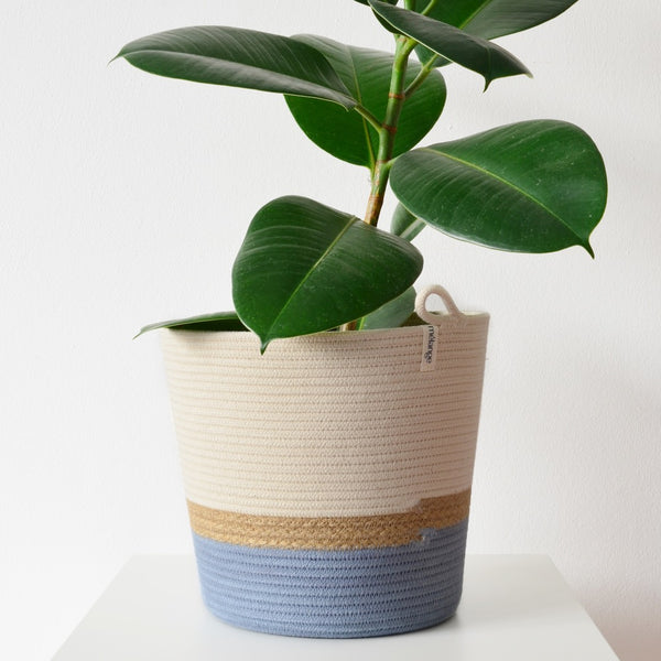 Planter Basket - Jute & Blue-Grey